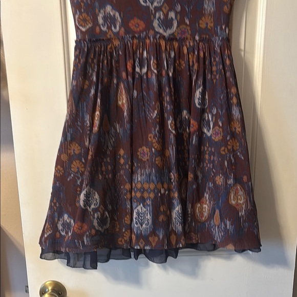 Anthropologie Blue and Orange Mini Sundress with Flutter Sleeves - Picture 8 of 8